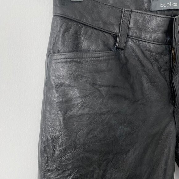 2001 Vintage Y2k Gap Black Genuine Leather Boot Cut Low Rise Pants Size 1 - Picture 9 of 11